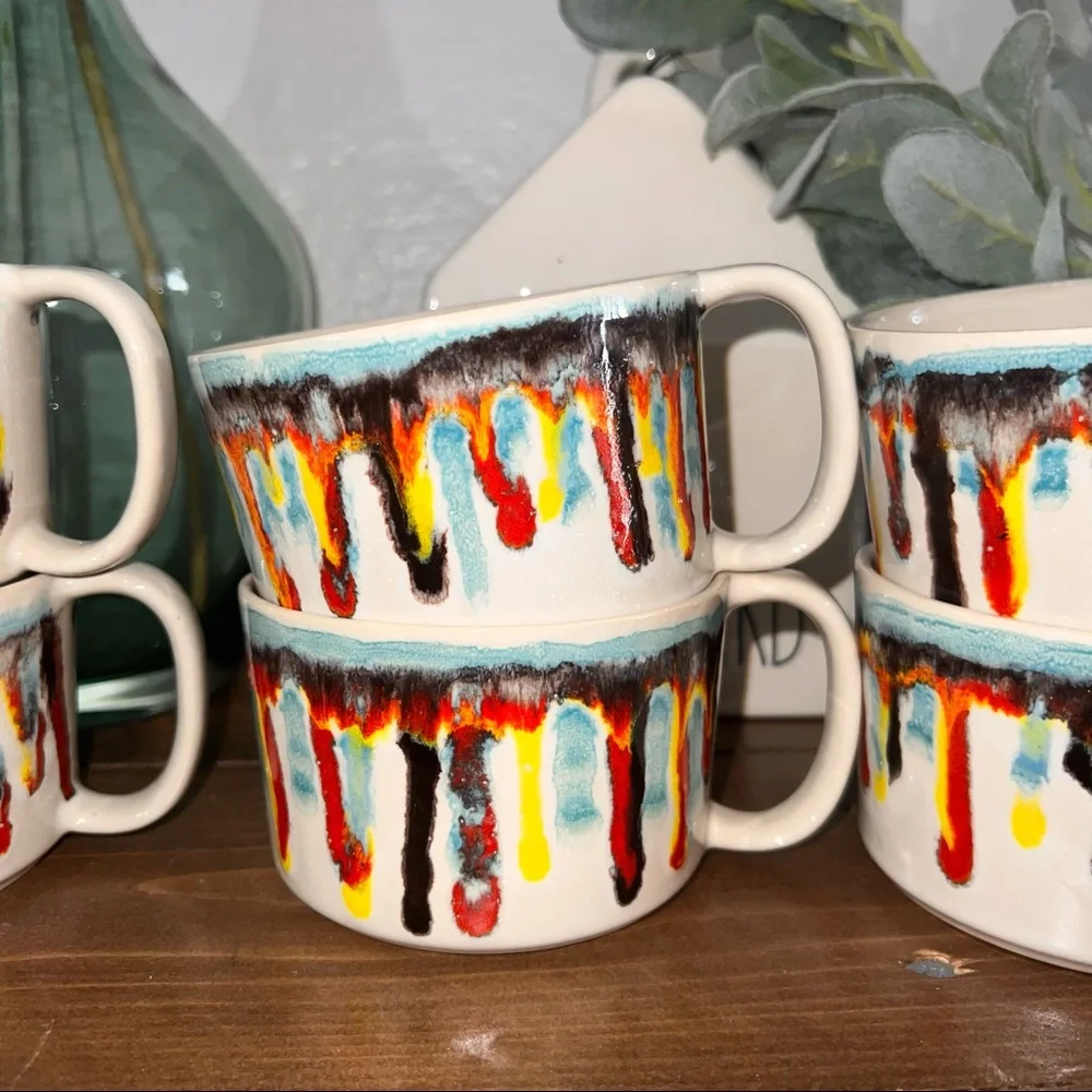 Crate&barrel dripped paint mugs